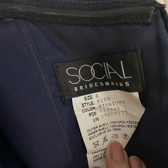 Strapless chiffon navy bridesmaids/prom GOWN - Picture 3 of 7